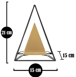 Pyramide en métal doré avec structure noire 15x15x21 cm