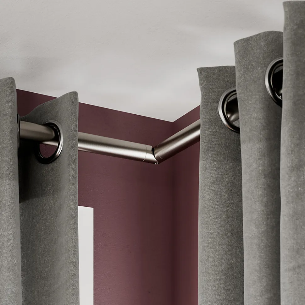 Raccord coudé pour barre à rideau Athens GoodHome ⌀28 mm gris