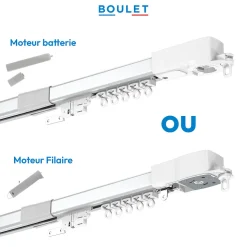 Rail à rideaux motorisé extensible 230 à 400 cm aluminium - Alimentation secteur