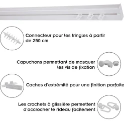 Rail De Plafond Tringle En Pvc Pour Rideaux à Crochets Blanc Monorail Droit 120 Cm