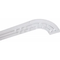 Rail De Plafond Tringle En Pvc Pour Rideaux à Crochets Blanc Double Rail Courbé 200 Cm