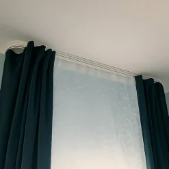 Rail De Plafond Tringle En Pvc Pour Rideaux à Crochets Blanc Double Rail Courbé 200 Cm
