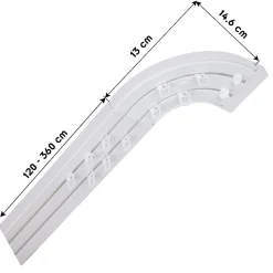 Rail De Plafond Tringle En Pvc Pour Rideaux à Crochets Blanc Double Rail Courbé 200 Cm
