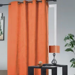 Rideau 100 % occultant et isolant aspect Velours (140x260 cm - Terracotta)