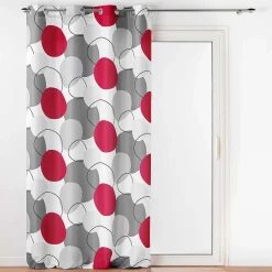 Rideau à formes géométriques (140x260 cm - Rouge)