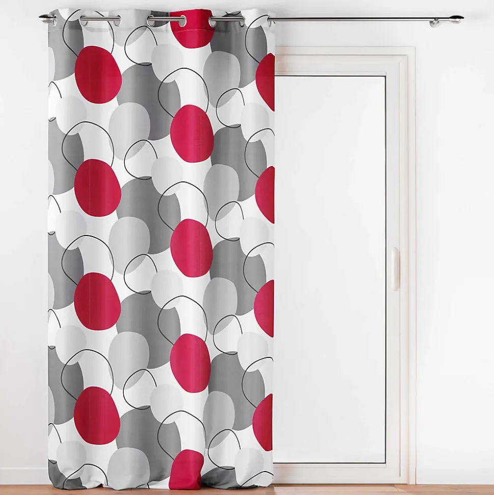 Rideau à formes géométriques (140x260 cm - Rouge)
