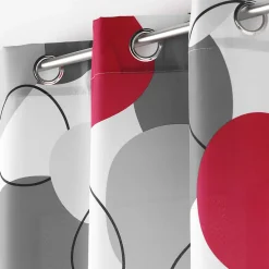 Rideau à formes géométriques (140x260 cm - Rouge)