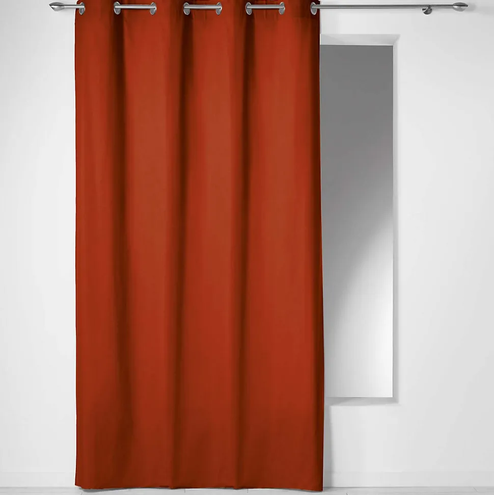 Rideau à œillets 100 % coton Panama (140x240 cm - Terracotta)