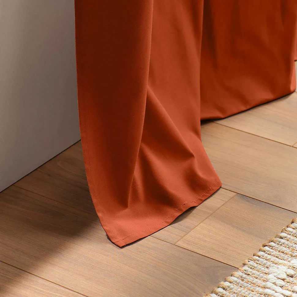 Rideau à œillets 100 % coton Panama (140x240 cm - Terracotta)