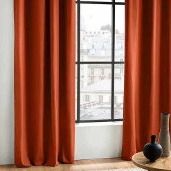 Rideau à œillets 100 % coton Panama (140x240 cm - Terracotta)