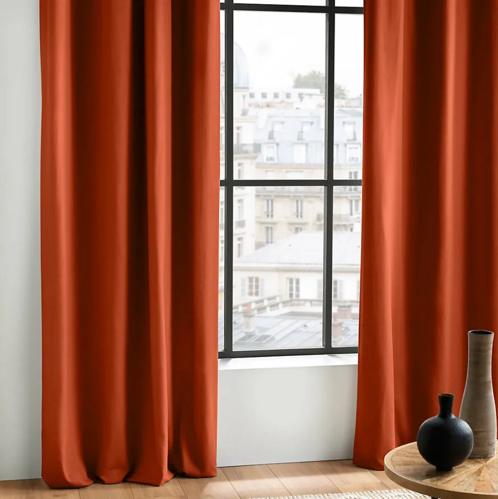 Rideau à œillets 100 % coton Panama (140x240 cm - Terracotta)