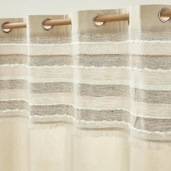 Rideau à œillets 140 x 240 cm 100% coton uni avec top fantaisie Santos