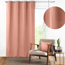 Rideau à Œillets 140 x 240 cm Coton Uni Panama Rose Poudré
