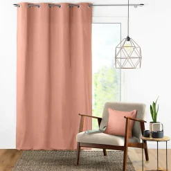 Rideau à Œillets 140 x 240 cm Coton Uni Panama Rose Poudré
