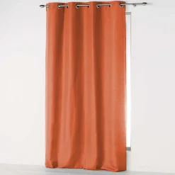 Rideau à œillets 140 x 280 cm en microfibre unie Absolu Terracotta Grande hauteur