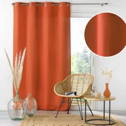 Rideau à œillets 140 x 280 cm en microfibre unie Absolu Terracotta Grande hauteur