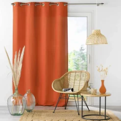 Rideau à œillets 140 x 280 cm en microfibre unie Absolu Terracotta Grande hauteur