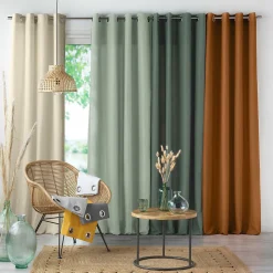 Rideau à œillets 140 x 280 cm en microfibre unie Absolu Terracotta Grande hauteur