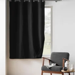 Rideau à Œillets 135 x 180 cm Isolant Thermique Microfibre Micropolar Noir