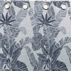 Rideau à œillets 140 x 260 cm Jacquard FAGGY Bleu Motif feuillage élégant