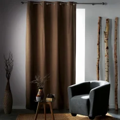 Rideau à œillets 135 x 240 cm occultant tissé uni Tramina Noisette