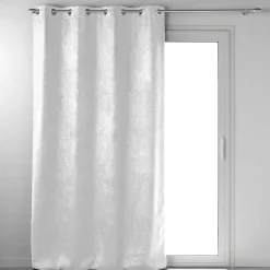 Rideau à œillets 135 x 280 cm occultant velours frappé Mélodie grande hauteur Blanc