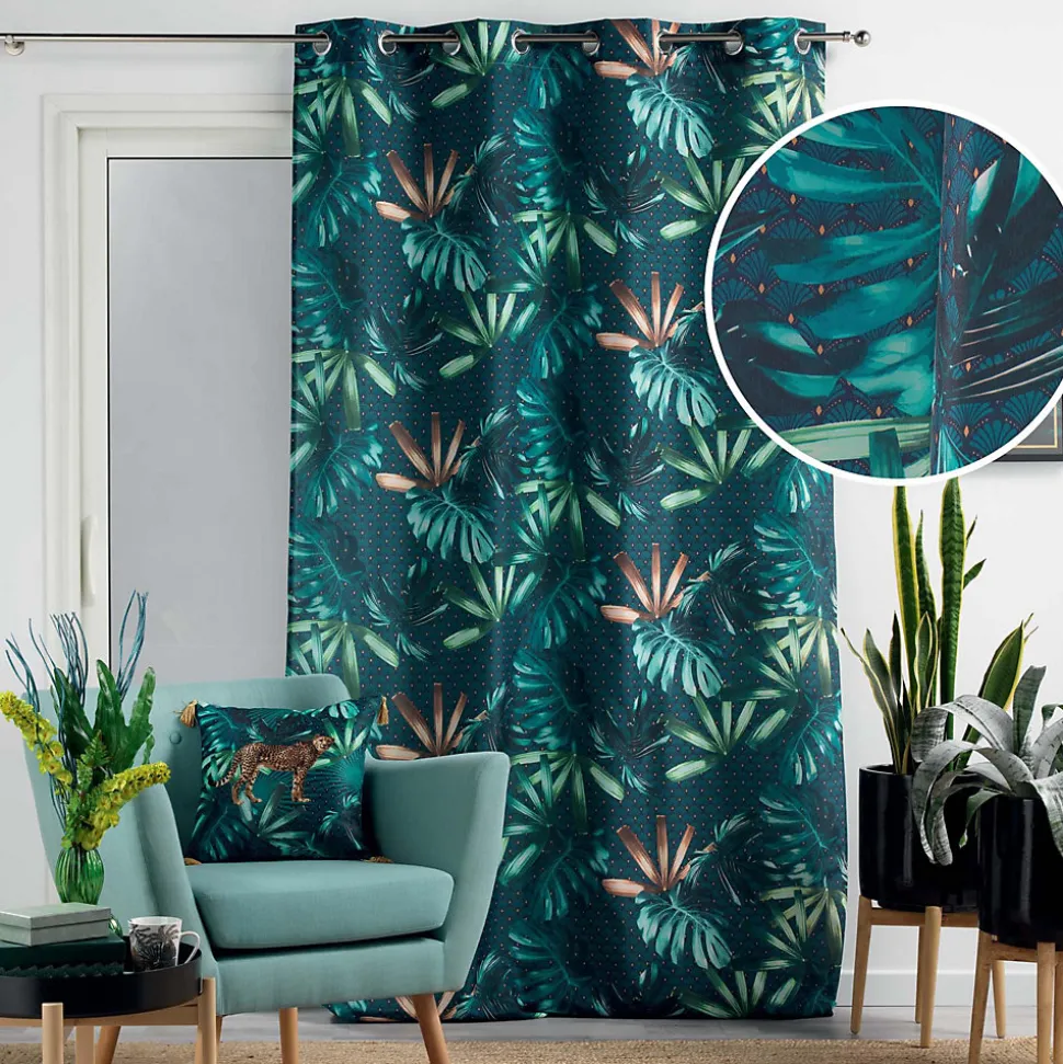 Rideau à œillets 140 x 260 cm Polyester imprimé Blue Garden