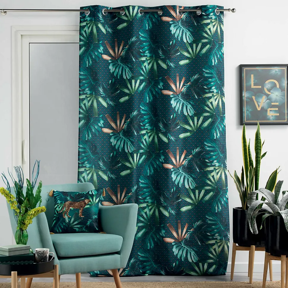 Rideau à œillets 140 x 260 cm Polyester imprimé Blue Garden
