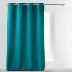 Rideau À Œillets 140 x 260 cm Polyester Uni Essentiel Bleu pétrole