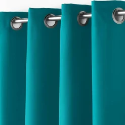 Rideau À Œillets 140 x 260 cm Polyester Uni Essentiel Bleu pétrole