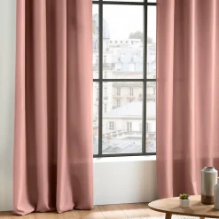 Rideau À Œillets 140 x 260 cm Polyester Uni Essentiel Rose poudré