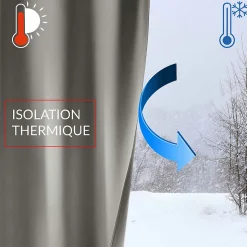 Rideau à Œillets 135 x 260 cm Tamisant Isolant Thermique Micropolar Naturel