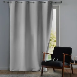 Rideau à Œillets 135 x 260 cm Tamisant Isolant Thermique Micropolar Blanc