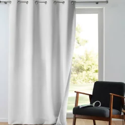 Rideau à Œillets 135 x 260 cm Tamisant Isolant Thermique Micropolar Blanc