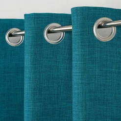 Rideau à œillets bleu en polyester l.140 x H.260 cm, GoodHome Novan