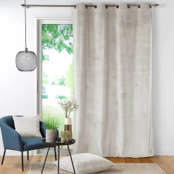 Rideau à œillets casual sauge velours côtelé uni (140x260 cm - Naturel)
