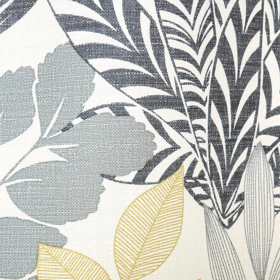 Rideau à œillets effet lin imprimé feuilles et palmiers gris L.240 x l.140cm Dylrev