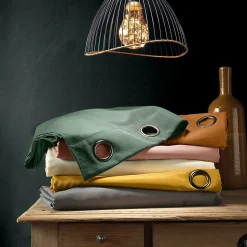 Rideau à œillets petite hauteur 140 x 180 cm polyester uni essentiel Gris