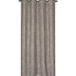 Rideau à œillets tissé jacquard feuilles noires L.240 x l.140cm Dylrev