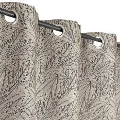 Rideau à œillets tissé jacquard feuilles noires L.240 x l.140cm Dylrev