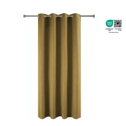 Rideau à œillets uni effet froissé Castellano jaune moutarde L.260 x l.140 GoodHome