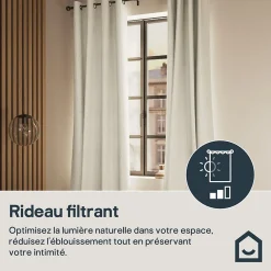 Rideau à œillets uni effet froissé Castellano blanc cassé L.260 x l.140 GoodHome
