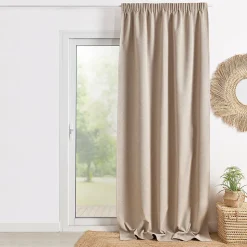 Rideau 100% occultant double face galon fronceur (240x260 cm - Naturel)