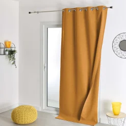 Rideau 100% occultant thermique phonique (135x180 cm - Jaune Ocre)