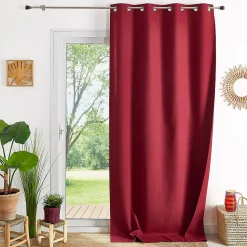 Rideau 100% occultant thermique phonique chiné (135x260 cm - Rouge)