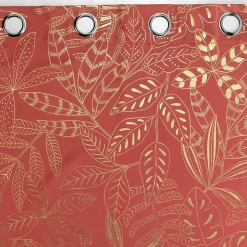 Rideau à oeillets 140 x 260 cm Imprimé métalillisé Belflor Terracotta/Or