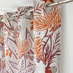 Rideau à oeillets coloré motif exotique (140x240 cm - Terracotta)