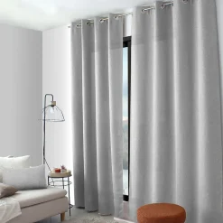 Rideau à oeillets en velours chenillé (140x240 cm - Gris clair)