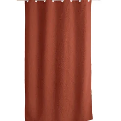 Rideau à oeillets feuillage aspect gaufré (135x240 cm - Terracotta)