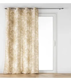 Rideau à oeillets motifs palmiers doré - 140x240cm - Doré